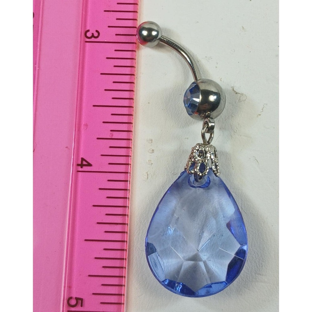 Vintage 90s Blue Belly Button Ring Set 4pc 14G 316L Surgical Steel New Old Stock - Picture 7 of 12
